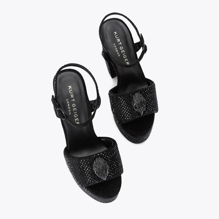 KENSINGTON PLATFORM SDL Black Velvet Platform Heels by KURT