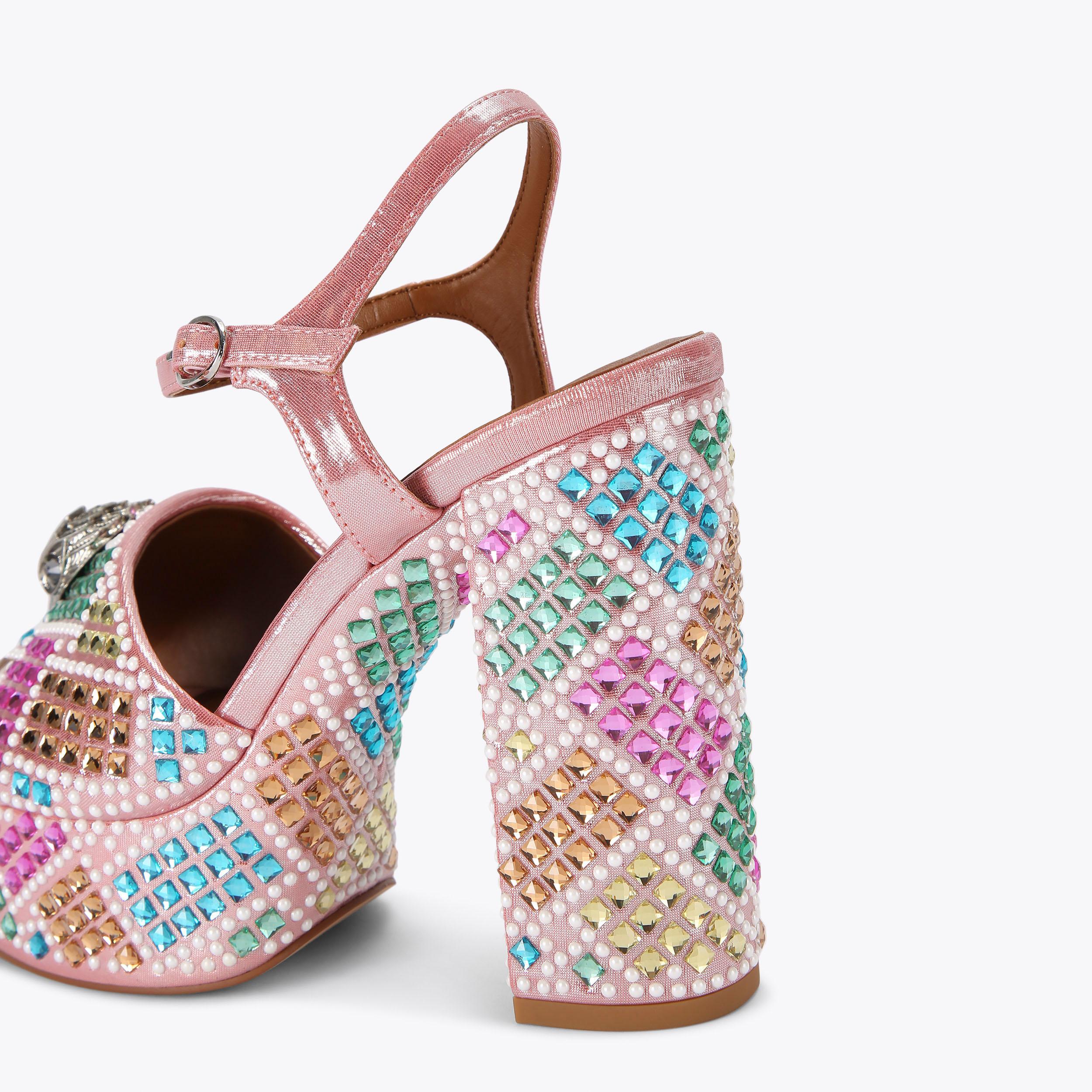 KENSINGTON PLATFORM SDL Pink Crystal Platform Heel by KURT GEIGER
