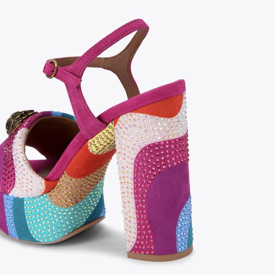 KENSINGTON PLATFORM SDL Suede Rainbow Swirl Sandal by KURT