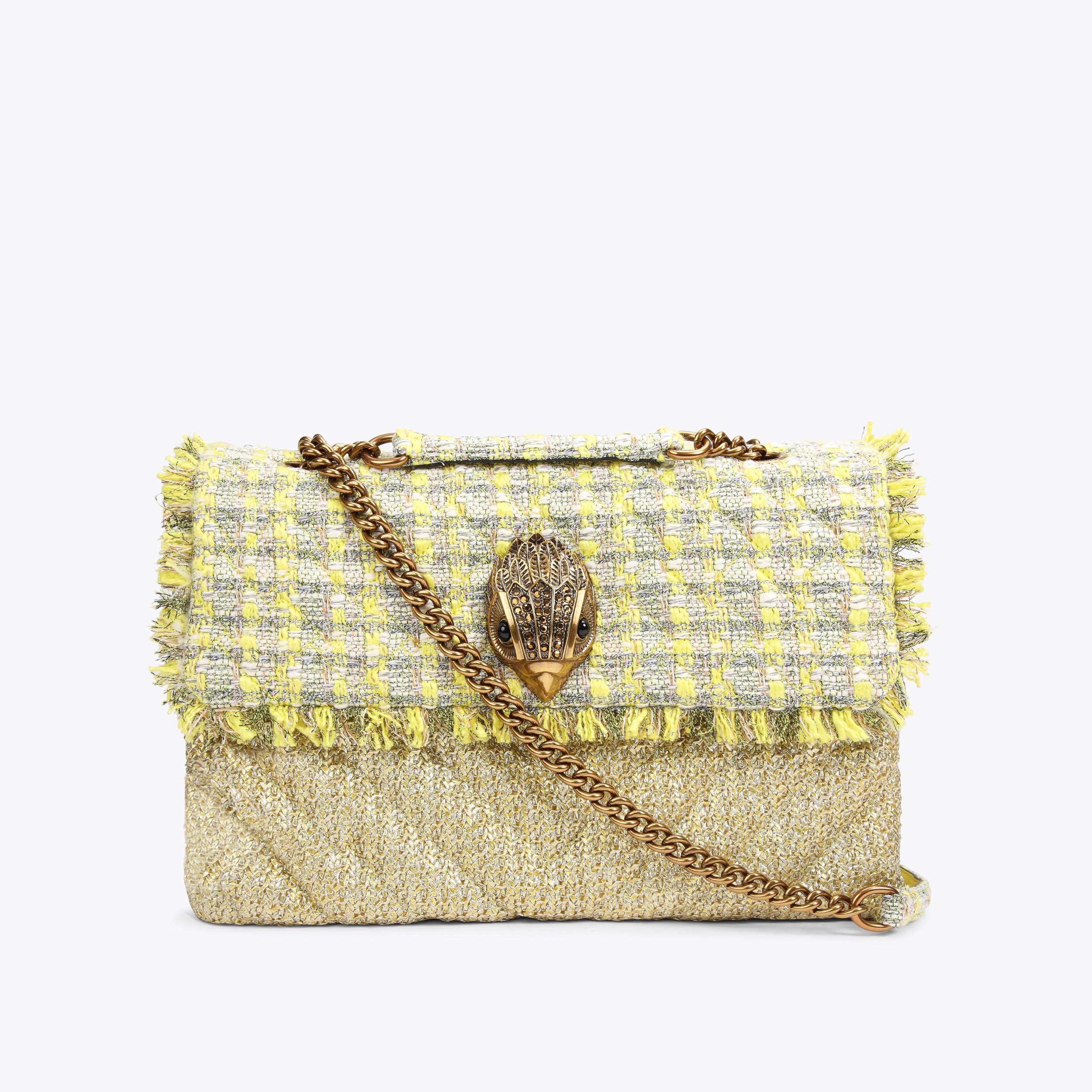 RAFFIA XXL KENSINGTON Raffia XXL Yellow Tweed Kensington Purse by