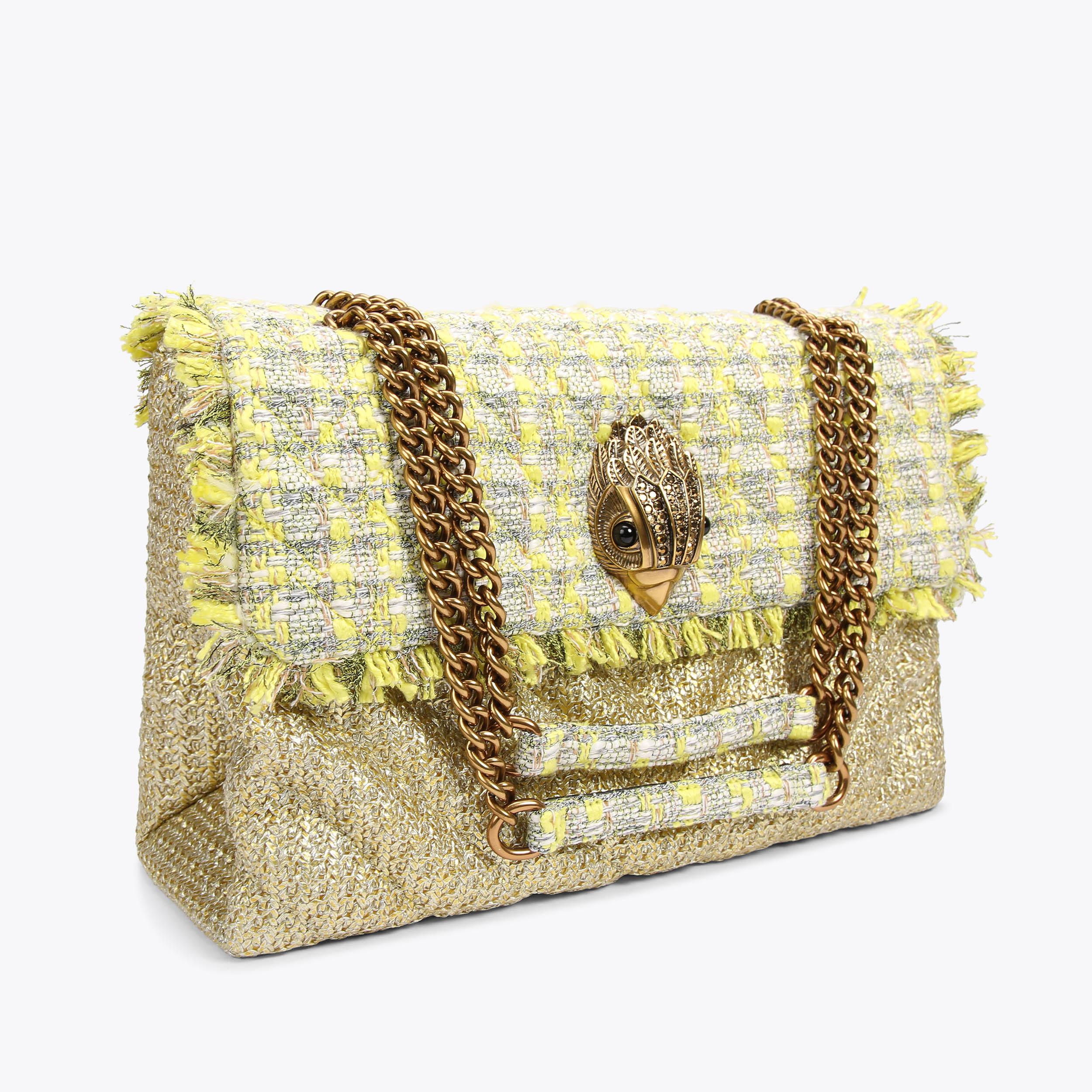 RAFFIA XXL KENSINGTON Raffia XXL Yellow Tweed Kensington Purse by