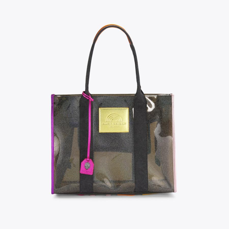 Black vinyl tote bag shop