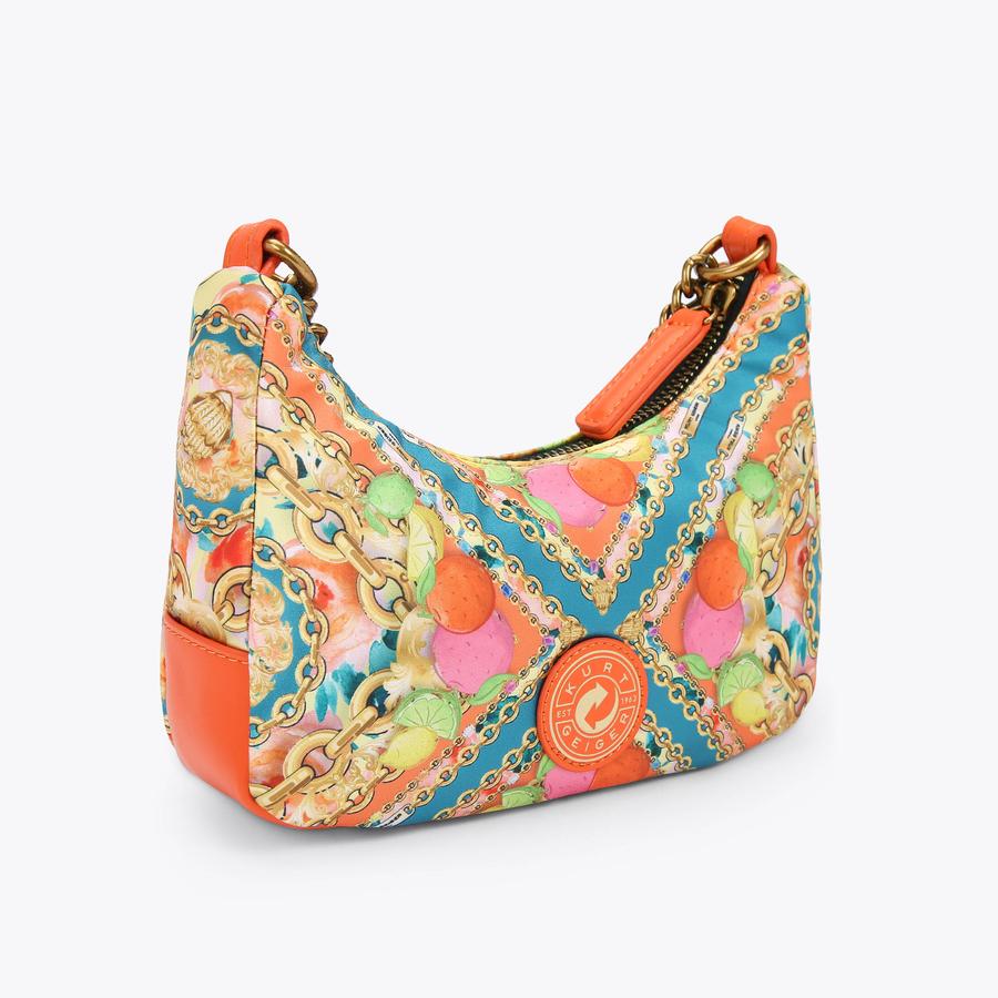 NYLON SM MULTI XBODY Orange Chain Multi Cross Body Purse by NYLON SM MULTI XBODY Orange Chain Multi Cross Body Purse by