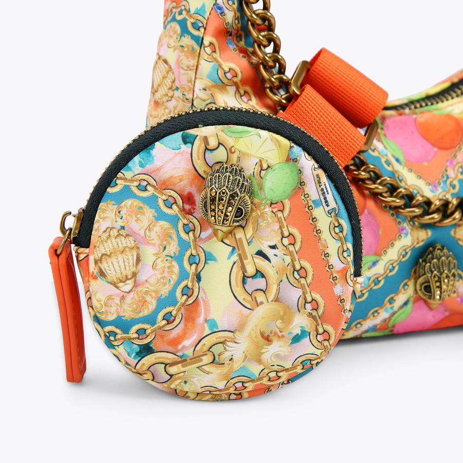 NYLON SM MULTI XBODY Orange Chain Multi Cross Body Purse by KURT