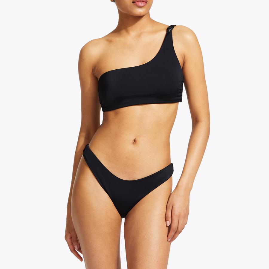 Black Ribbed Cupped Brazilian Bikini Top - HY BRASIL