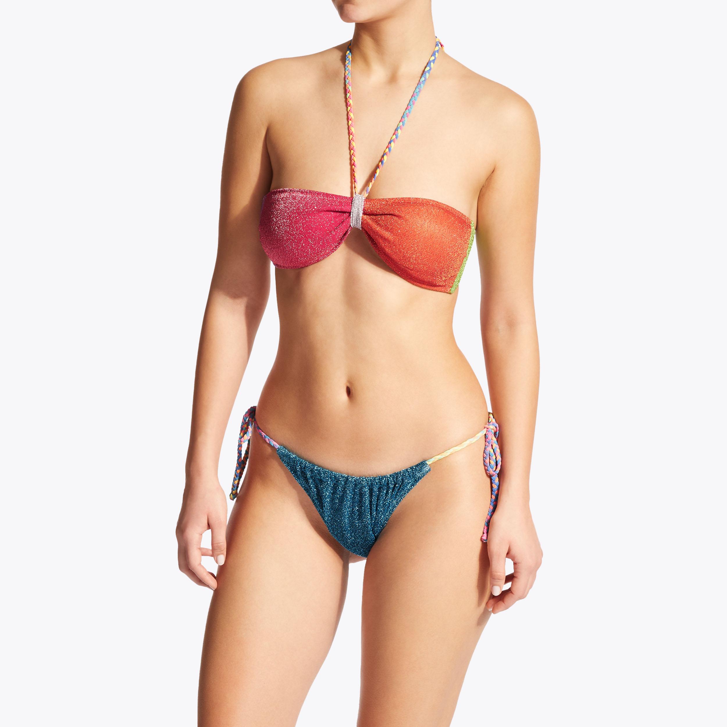 RAINBOW BANDEAU TOP Metallic Bikini Top by KURT GEIGER LONDON