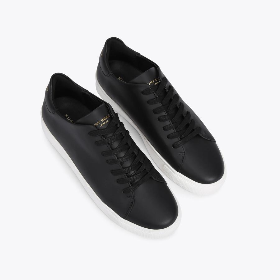 Lennon Black Leather Sneakers for Men | Kurt Geiger