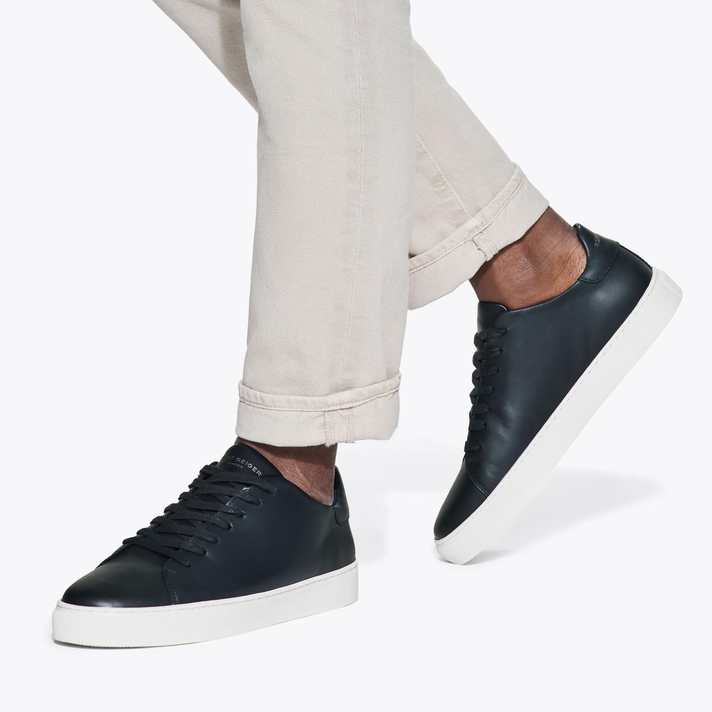 Lennon Navy Leather Sneakers | Stylish Navy Shoes | Kurt Geiger