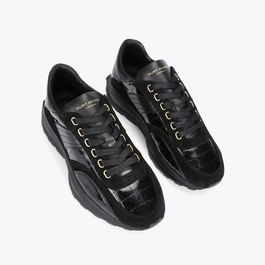 GASPAR Black Croc Trainers by KURT GEIGER LONDON