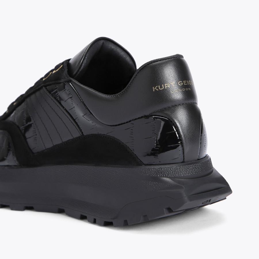 GASPAR Black Croc Trainers by KURT GEIGER LONDON