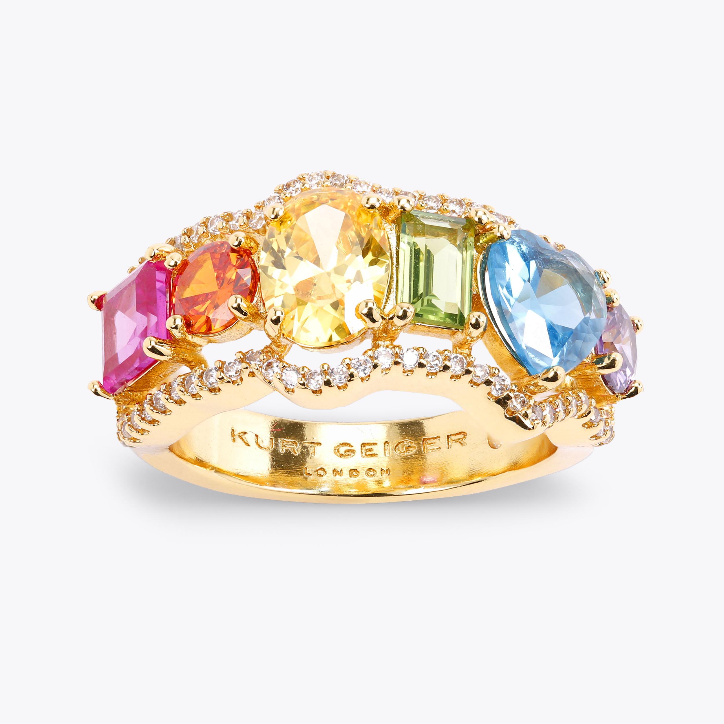 RAINBOW MIX RING Crystal Rainbow Ring by KURT GEIGER LONDON