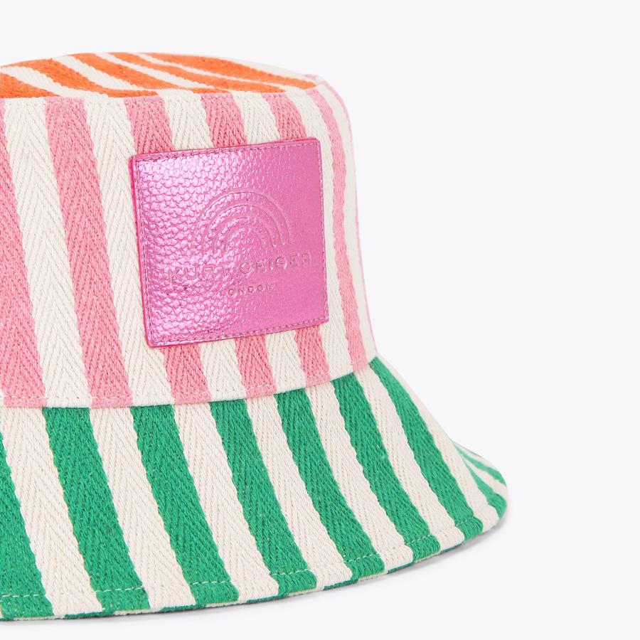 Katie BABY STRIPE bucket hat ピンクストライプ Bedhead Toddler Bucket Sun Hat - Pink Stripe - Baby On The Move