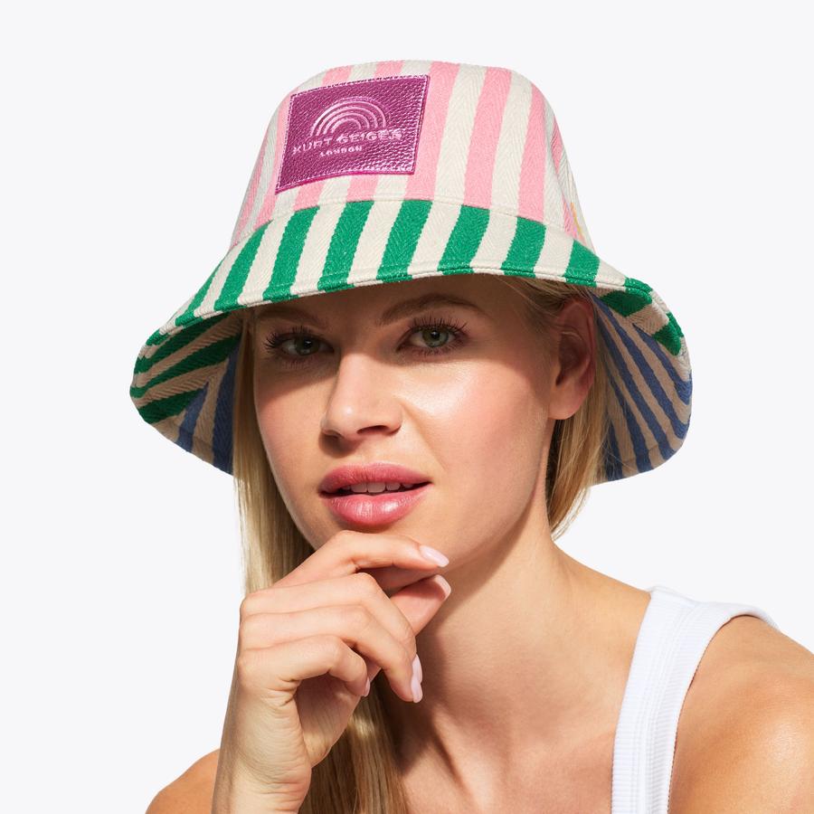 SOUTHBANK BUCKET HAT Striped Rainbow Hat by KURT GEIGER LONDON display picture 3