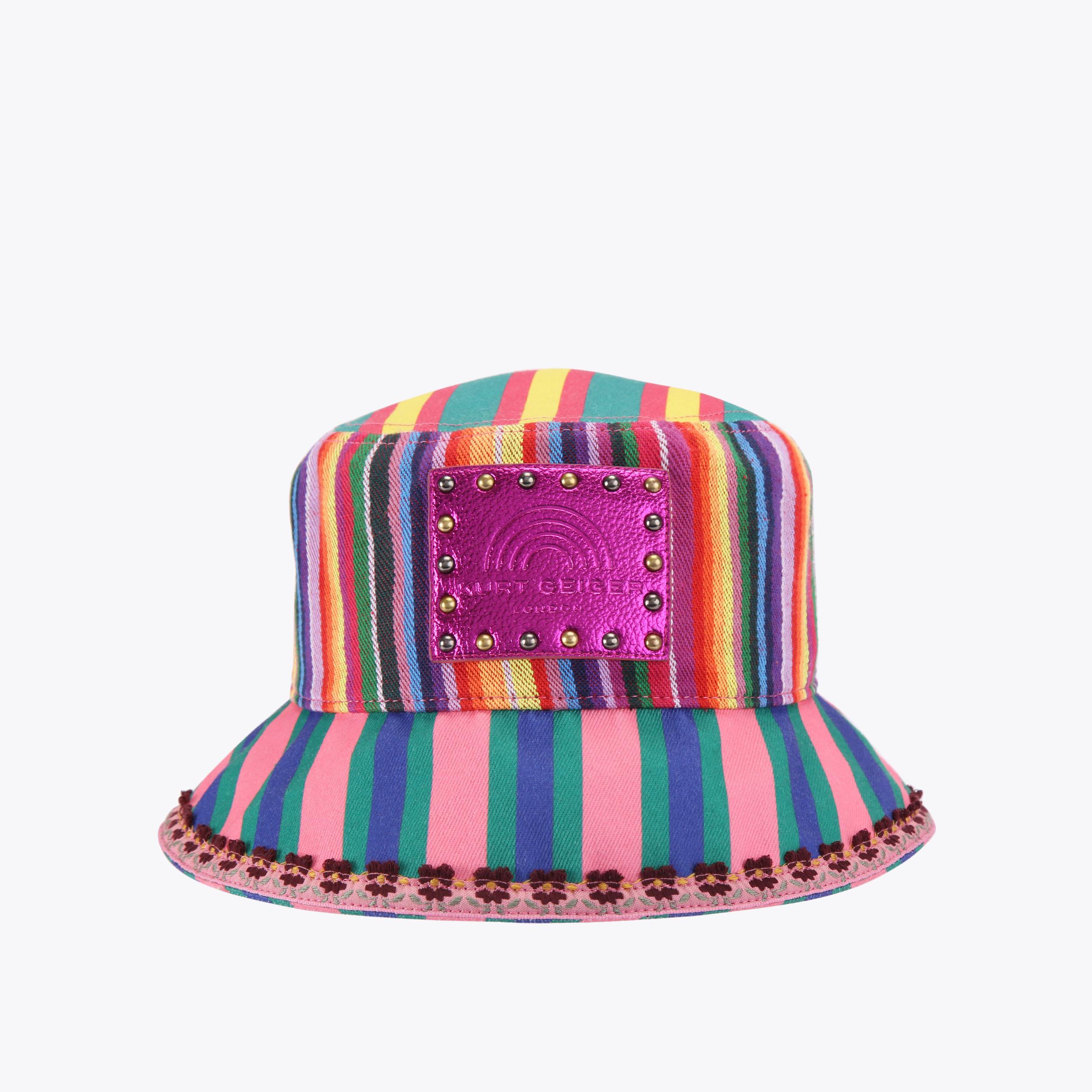 SOUTHBANK BUCKET HAT Striped Cotton Bucket Hat by KURT GEIGER LONDON