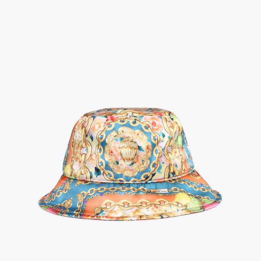 Kurt Geiger KENSINGTON BUCKET HAT with Gold Chain & Sea Shell Print KENSINGTON BUCKET HAT Pastel Nylon Bucket Hat by KURT GEIGER  main image 3