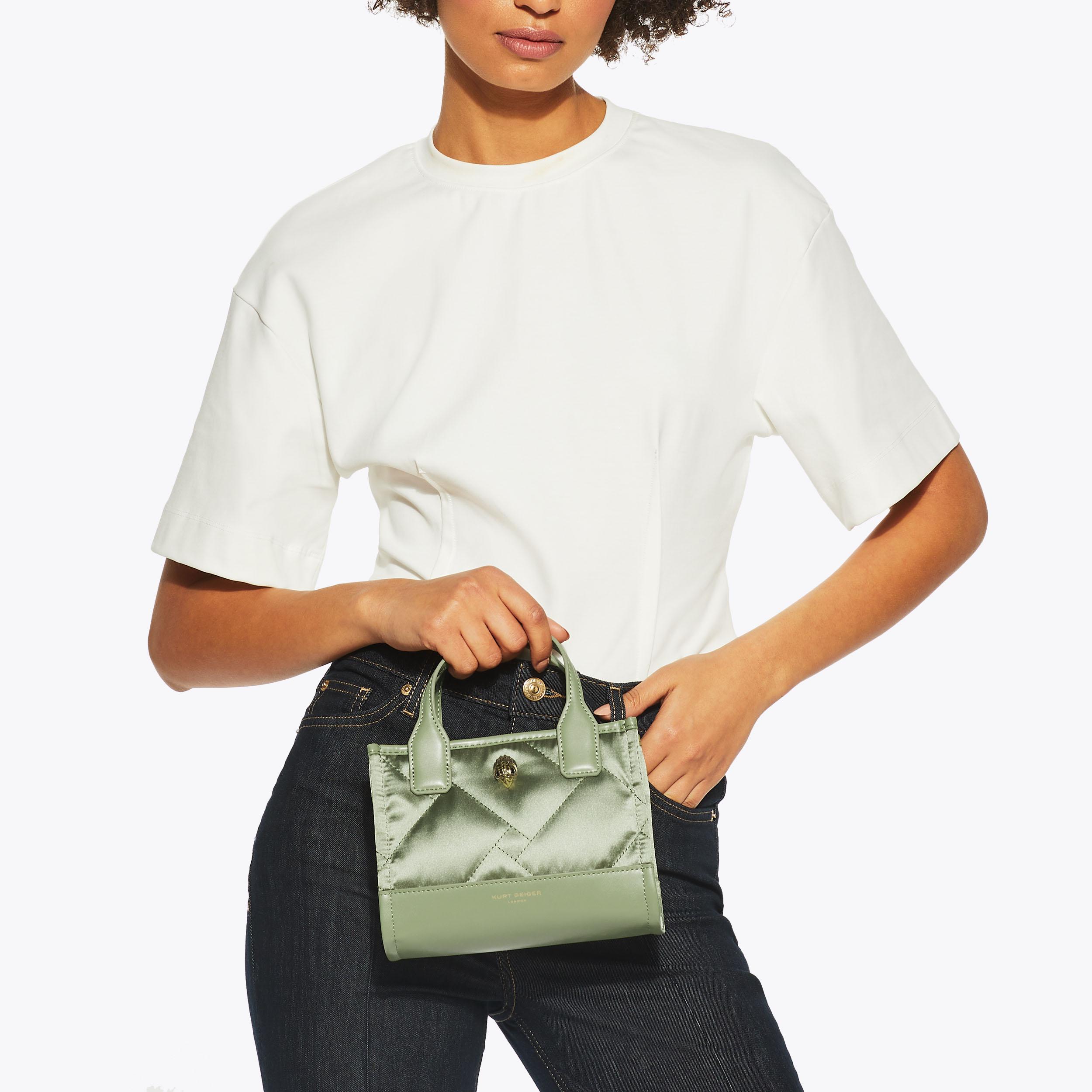 XS RECYCLED SQ SHOPPER Khaki Nylon Tote by KURT GEIGER LONDON