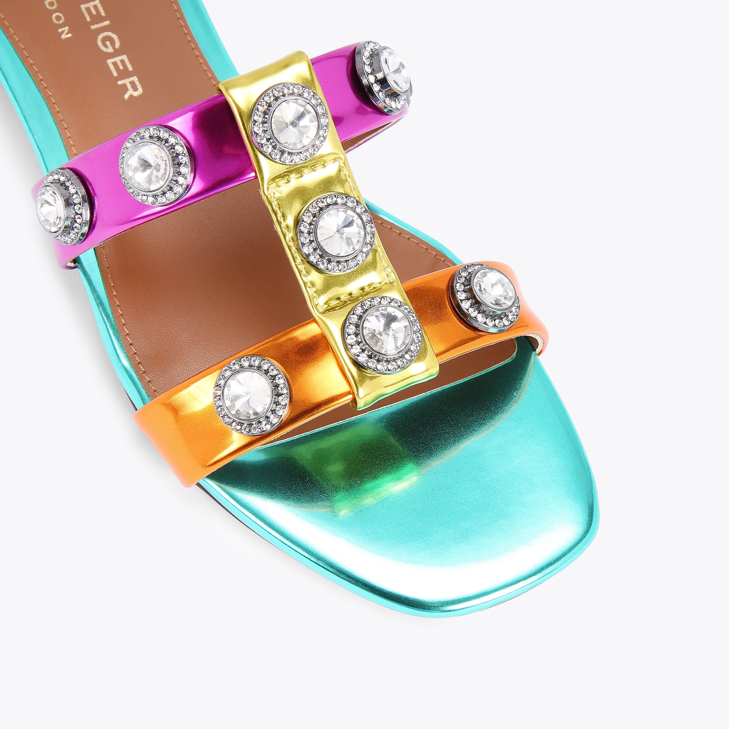 OCTAVIA DRESS SANDAL Metallic Rainbow Sandals by KURT GEIGER LONDON