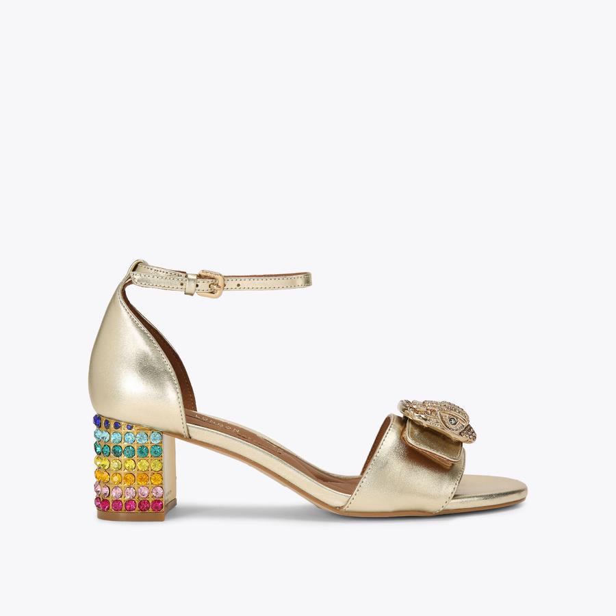 Kurt geiger gold block heel sandals hotsell