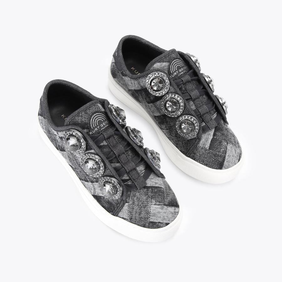 LANEY OCTAVIA Black Denim Crystal Sneaker by KURT GEIGER LONDON