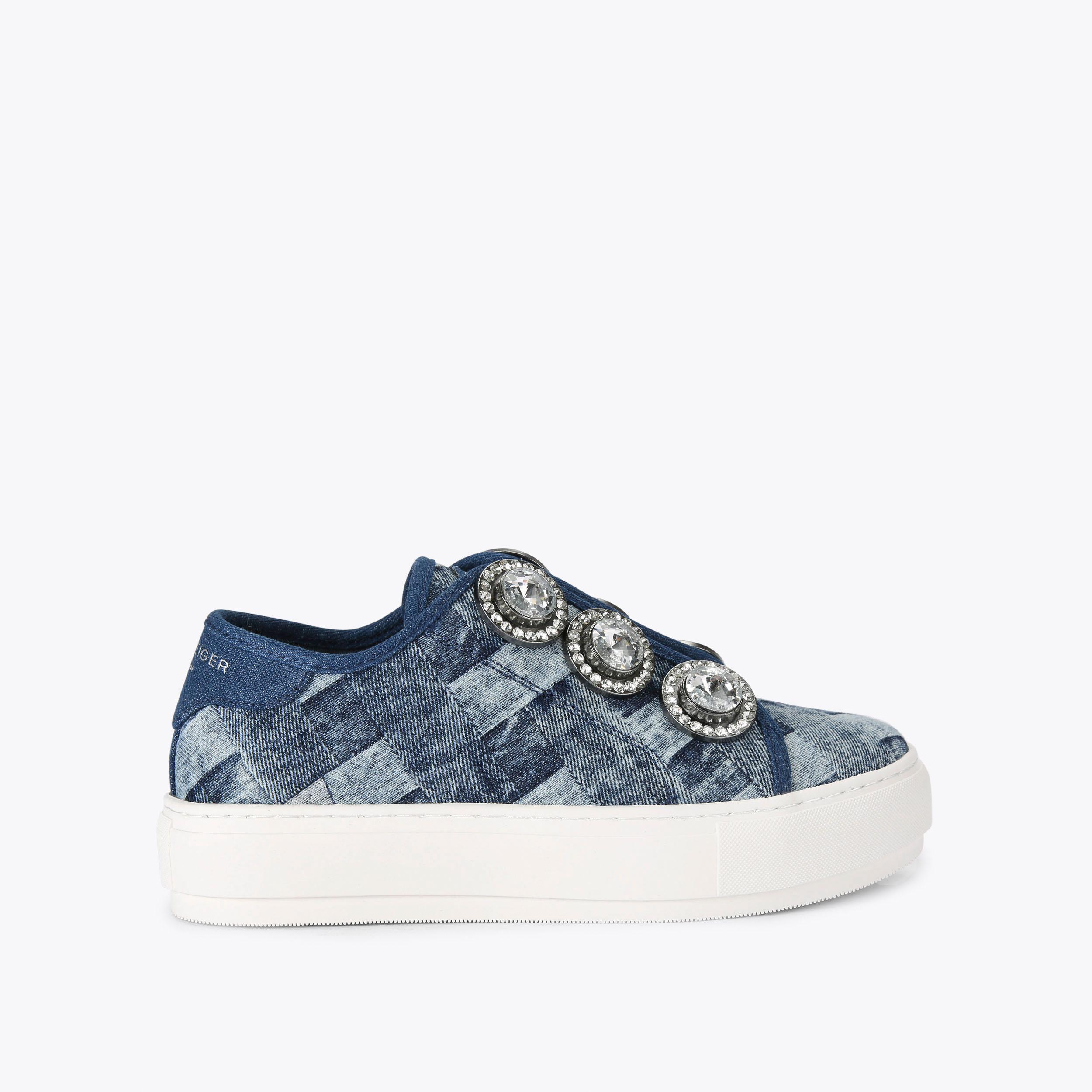 LANEY OCTAVIA Black Denim Crystal Sneaker by KURT GEIGER LONDON