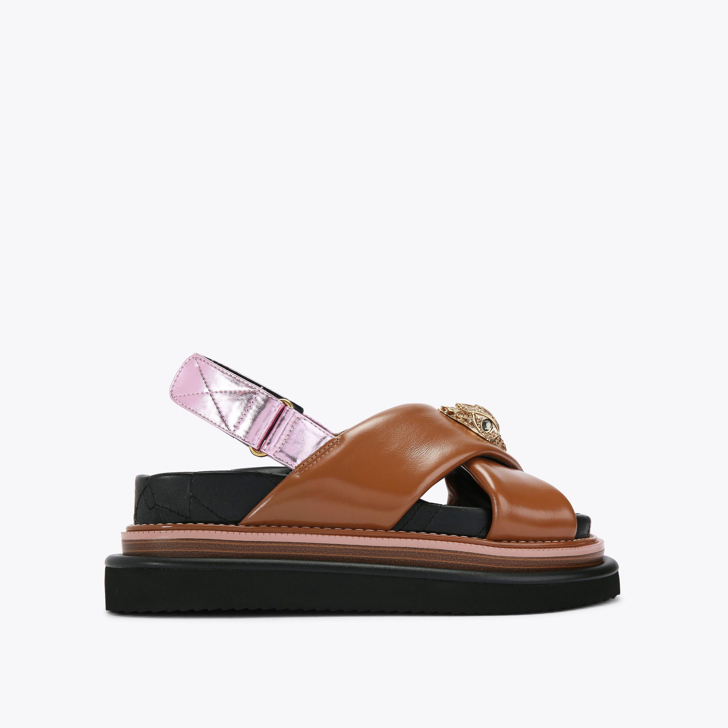 Orson Cross Strap Sandal Bronze Gold Leather | Kurt Geiger