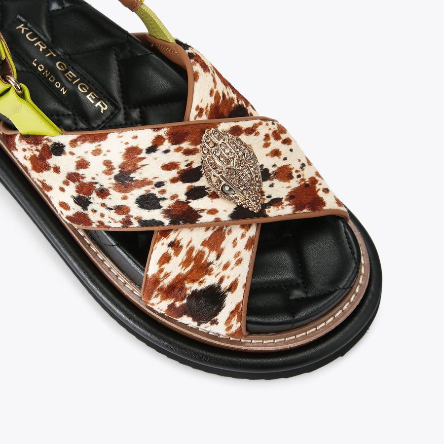 Orson Cross Strap Cow Print Sandals | Kurt Geiger