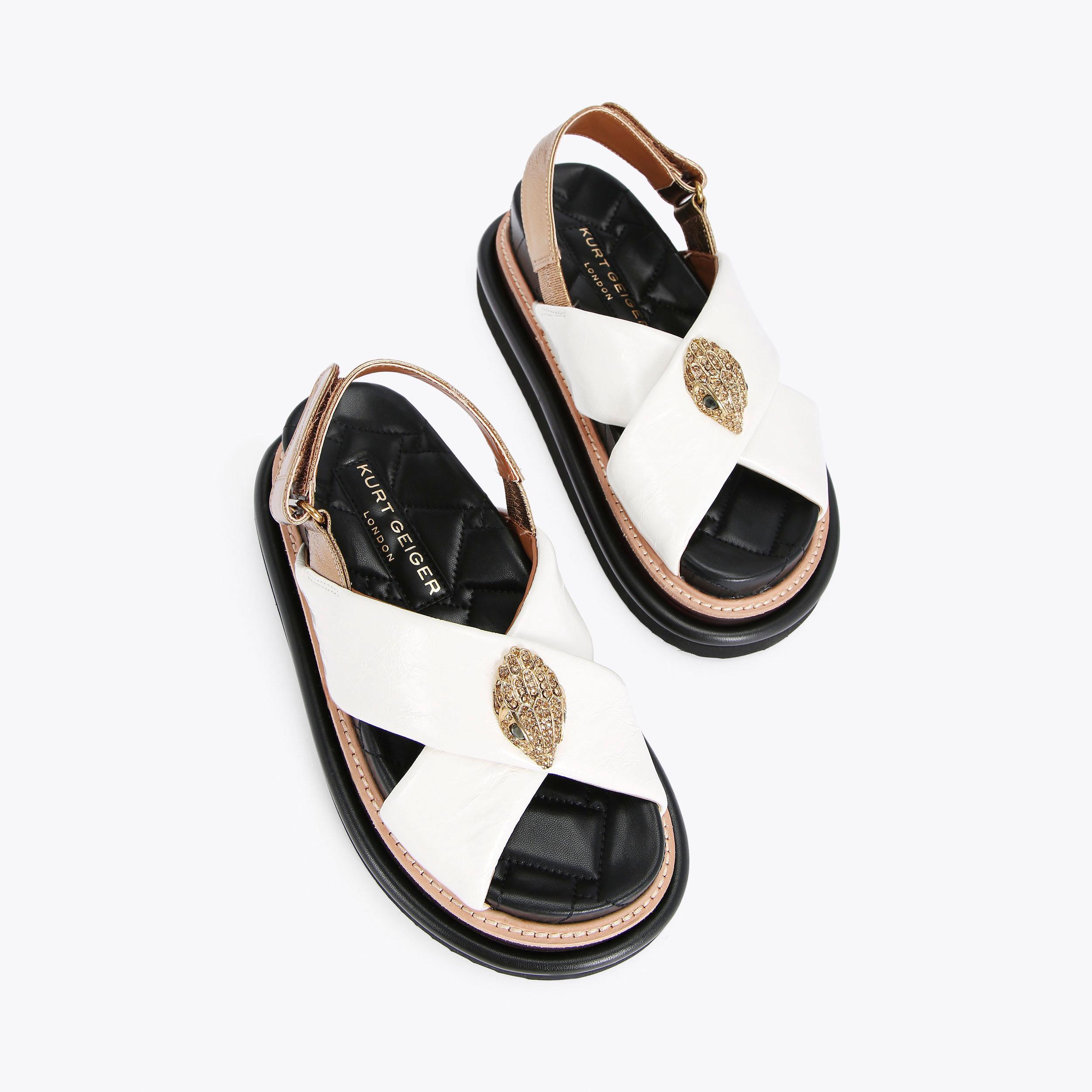 ORSON CROSS STRAP SANDAL Bone Chunky Sandals by KURT GEIGER ORSON CROSS STRAP SANDAL Bone Chunky Sandals by KURT GEIGER