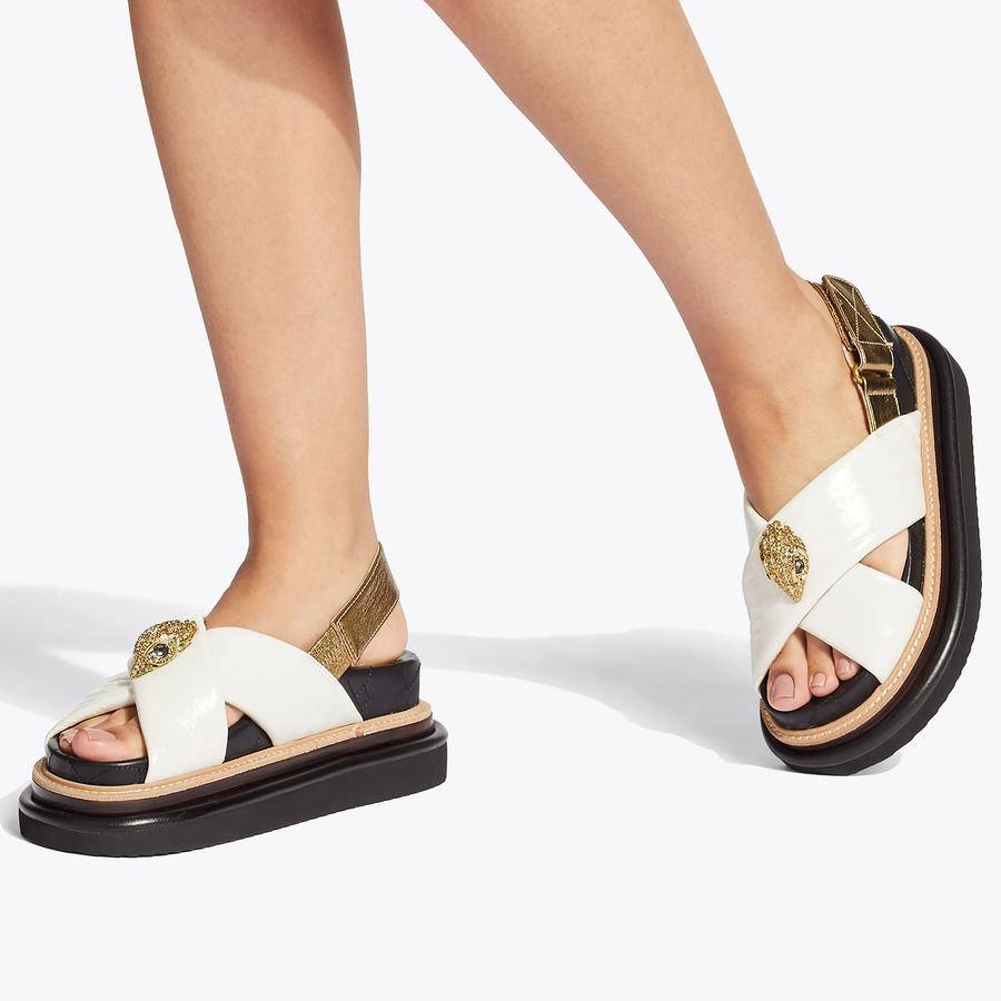 【PORTERNA】Dali Cross Strap Sandals ORSON CROSS STRAP SANDAL Black Leather Chunky Sandal by KURT